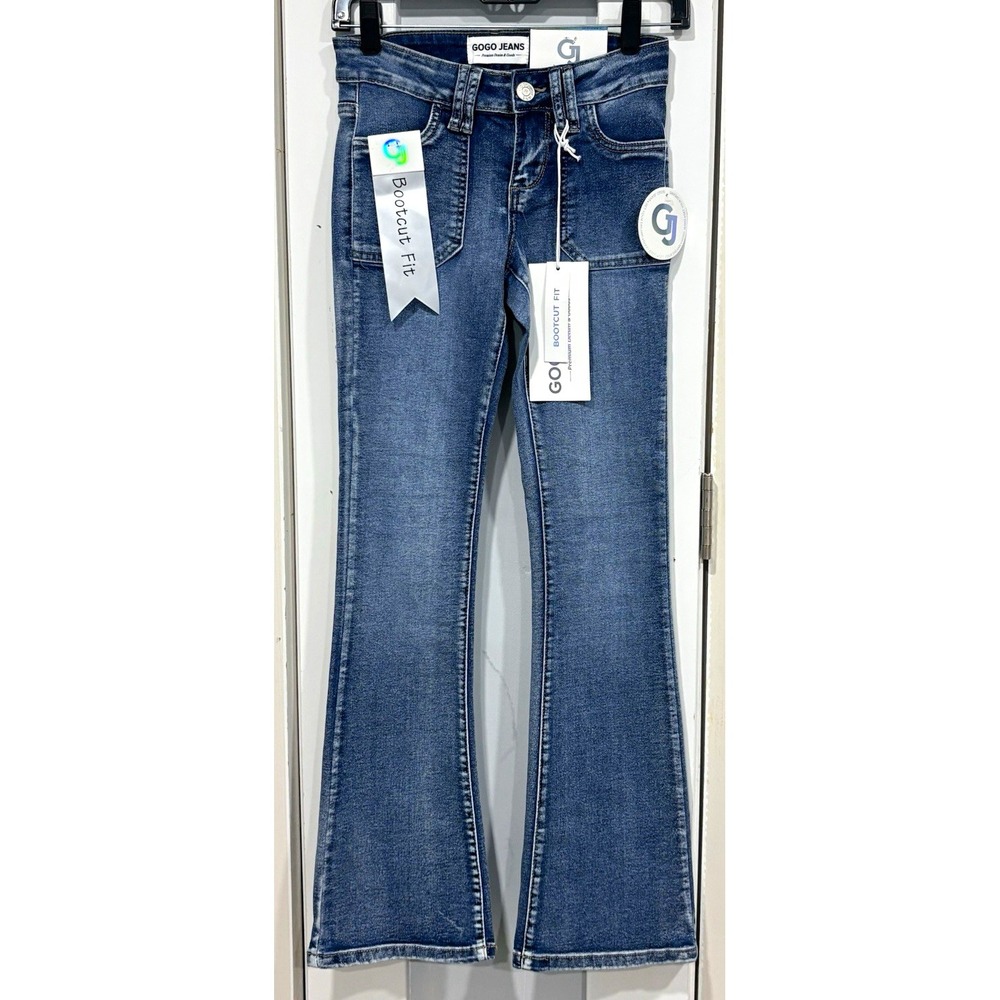 GOGO JEANS Women's Bootcut Blue Denim Jeans Medium Wash 5-Pocket Logo NWT 00